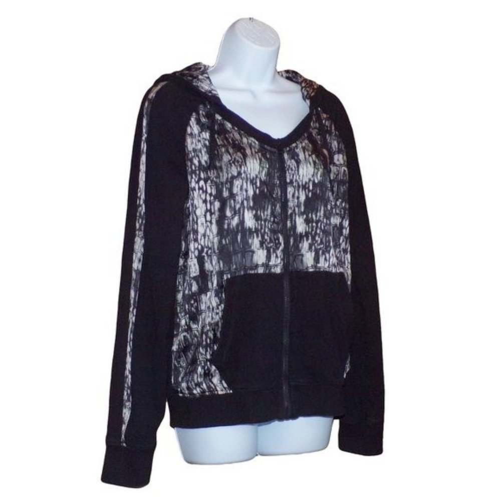 Blanc Noir Glam Silk Blend Full Zip Hoodie - Picture 4 of 10